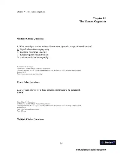 Test Bank For Seeley's Anatomy And Physiology, 11th Edition - Page 1 preview image