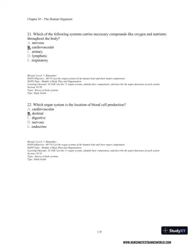 Test Bank For Seeley's Anatomy And Physiology, 11th Edition - Page 10 preview image