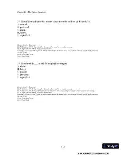 Test Bank For Seeley's Anatomy And Physiology, 11th Edition - Page 17 preview image