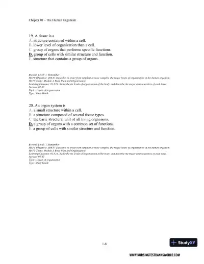 Test Bank For Seeley's Anatomy And Physiology, 11th Edition - Page 9 preview image