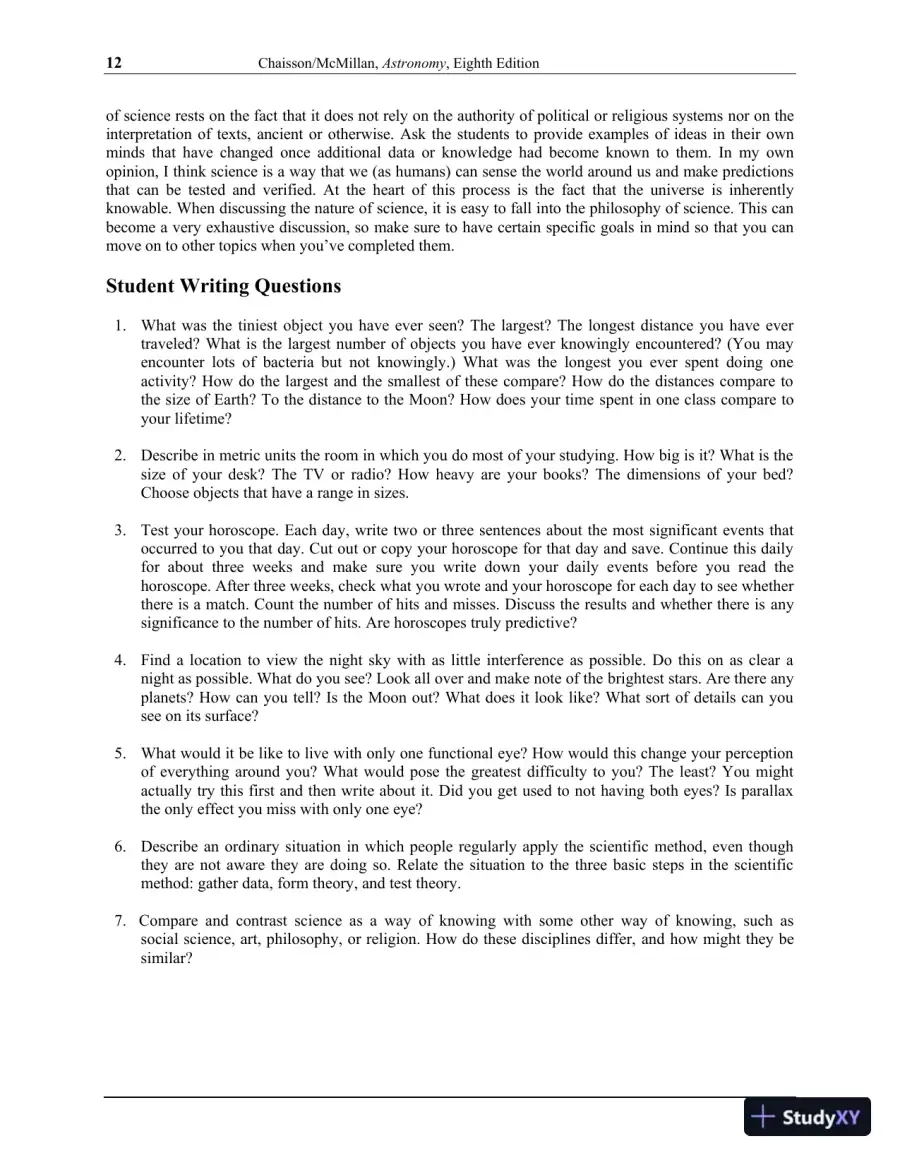 Solution Manual for Astronomy: A Beginner's Guide to the Universe, 8th Edition, page 6