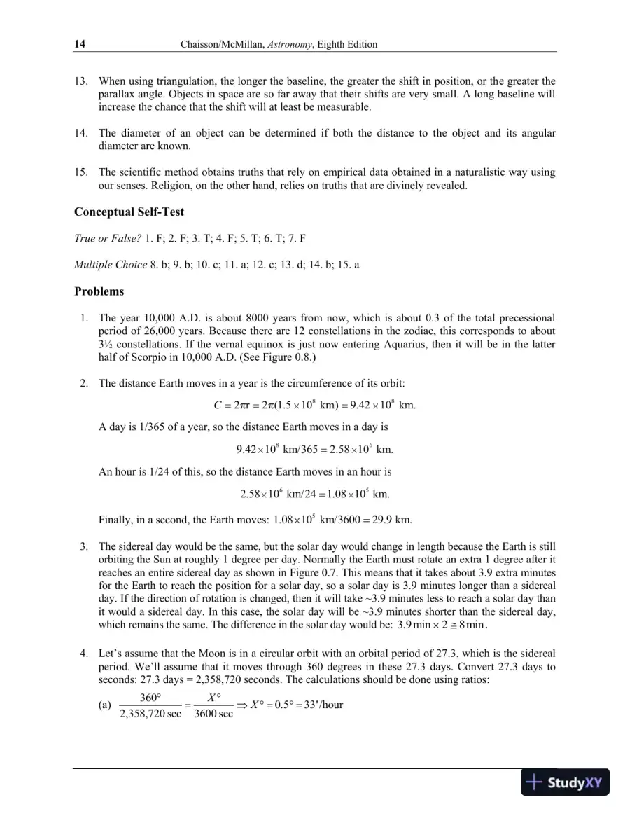 Solution Manual for Astronomy: A Beginner's Guide to the Universe, 8th Edition, page 8
