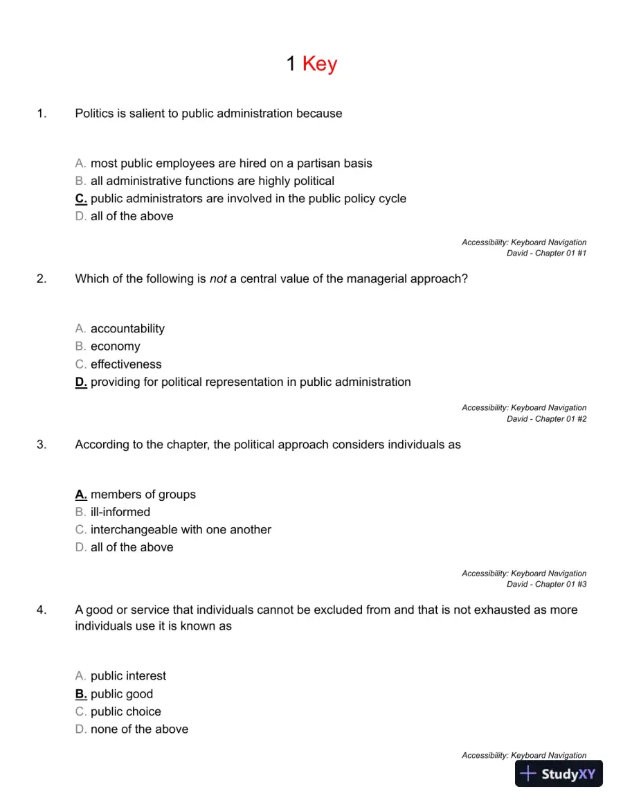 Public Administration: Understanding Management, Politics, and Law in the Public Sector 8th Edition Solution Manual, page 10