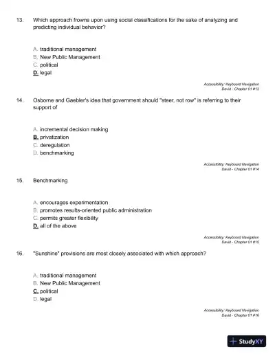Public Administration: Understanding Management, Politics, and Law in the Public Sector 8th Edition Solution Manual - Page 13 preview image