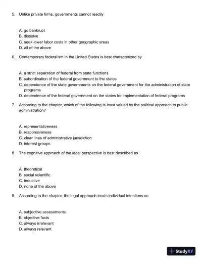 Public Administration: Understanding Management, Politics, and Law in the Public Sector 8th Edition Solution Manual - Page 3 preview image