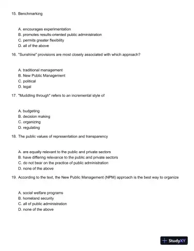 Public Administration: Understanding Management, Politics, and Law in the Public Sector 8th Edition Solution Manual - Page 5 preview image