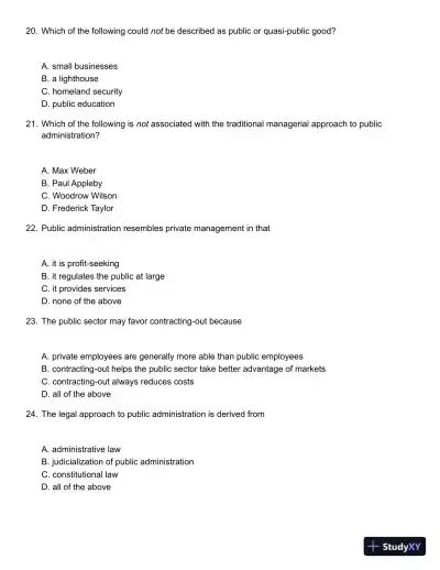 Public Administration: Understanding Management, Politics, and Law in the Public Sector 8th Edition Solution Manual - Page 6 preview image
