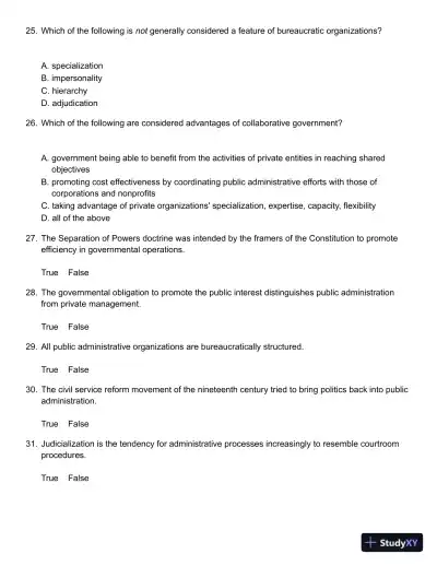 Public Administration: Understanding Management, Politics, and Law in the Public Sector 8th Edition Solution Manual - Page 7 preview image