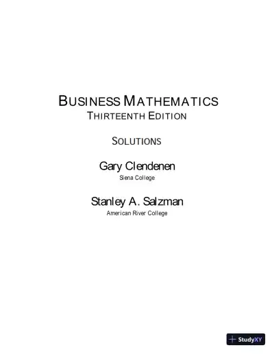 Solution Manual for Business Mathematics, 13th Edition - Page 1 preview image
