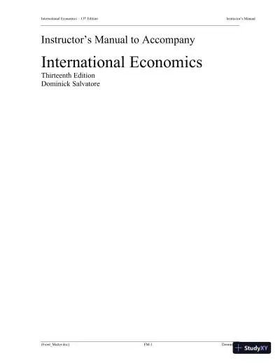 Solution Manual for International Economics, 13th Edition - Page 1 preview image