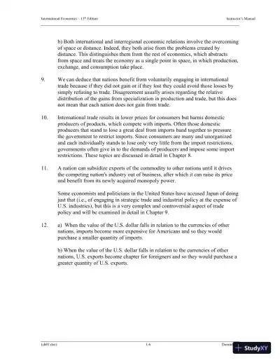 Solution Manual for International Economics, 13th Edition - Page 12 preview image