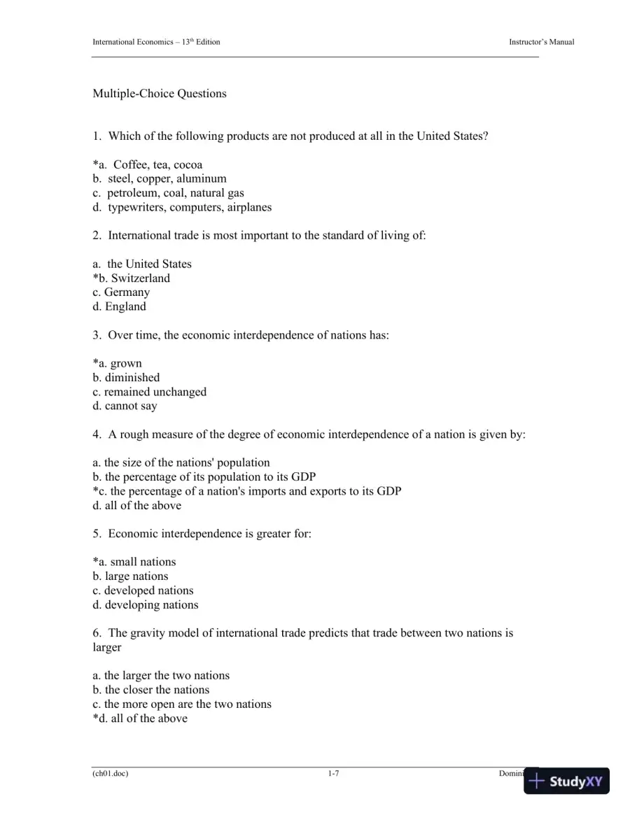 Solution Manual for International Economics, 13th Edition, page 13