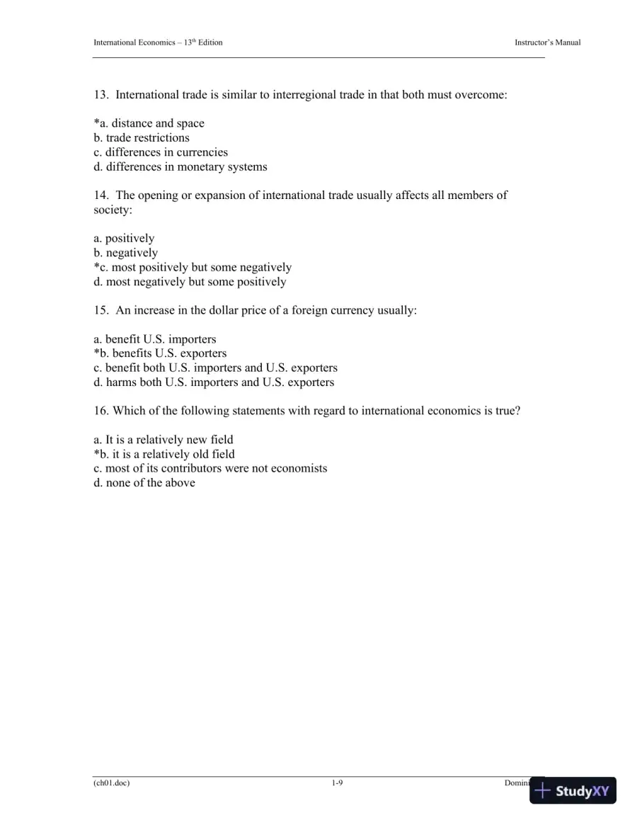 Solution Manual for International Economics, 13th Edition, page 15