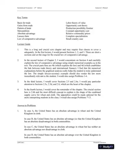 Solution Manual for International Economics, 13th Edition - Page 17 preview image