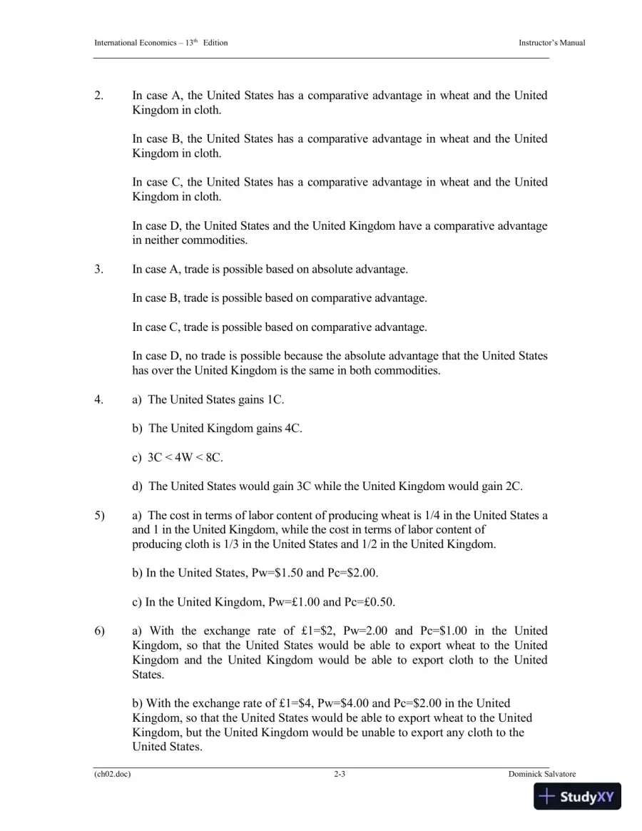 Solution Manual for International Economics, 13th Edition, page 18