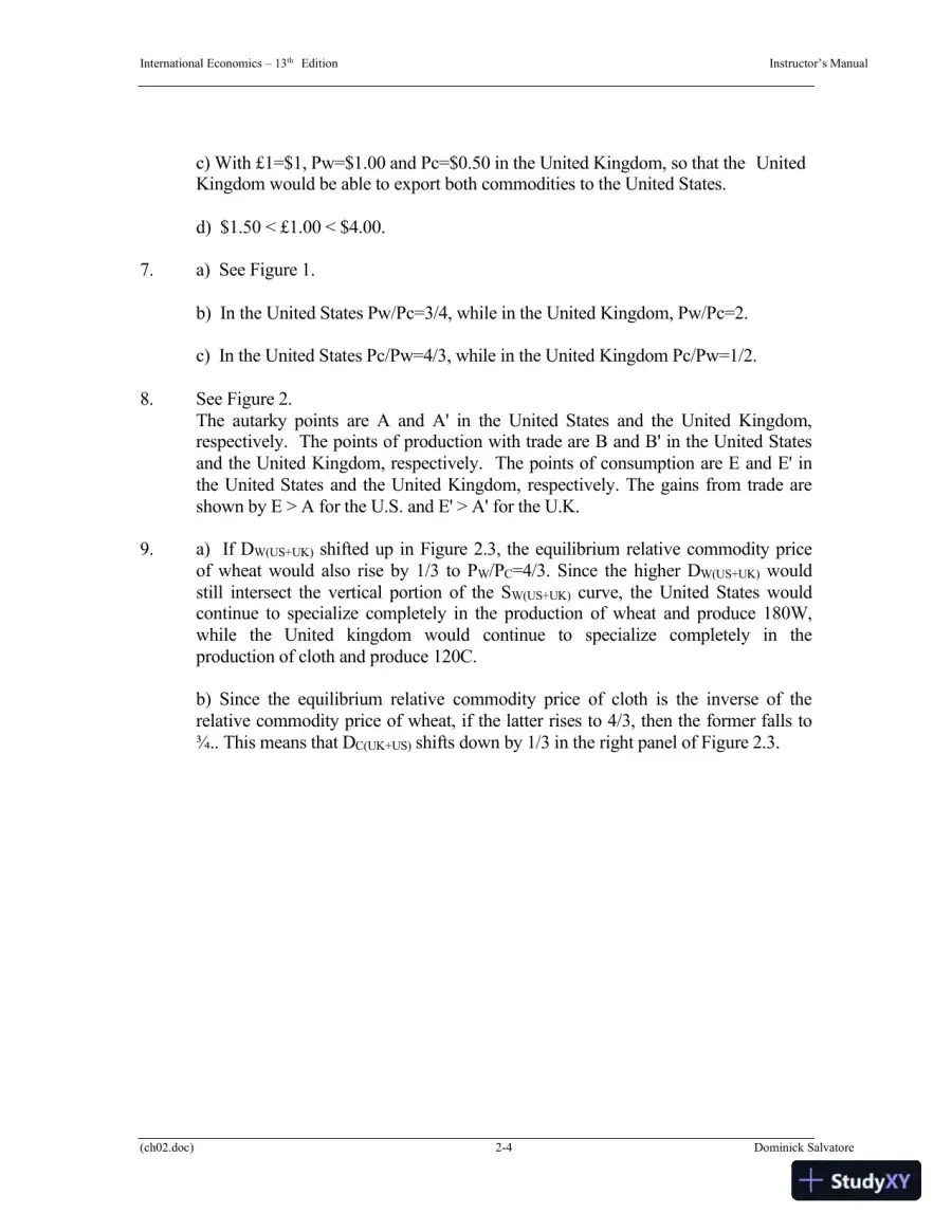 Solution Manual for International Economics, 13th Edition, page 19