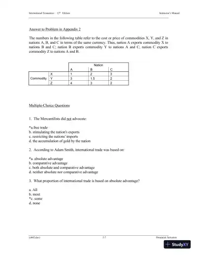 Solution Manual for International Economics, 13th Edition - Page 22 preview image