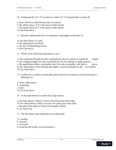 Solution Manual for International Economics, 13th Edition - Page 24 preview image