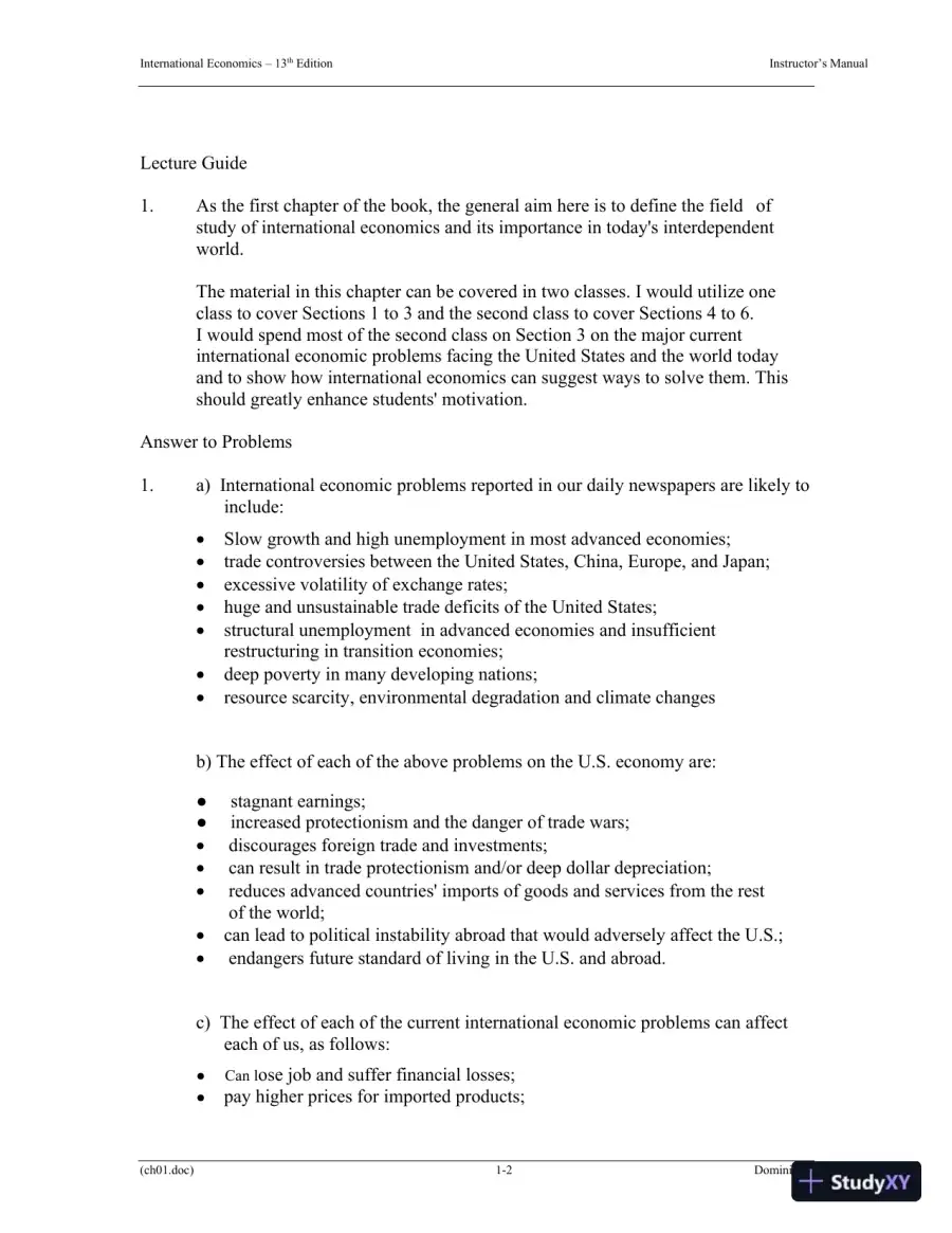 Solution Manual for International Economics, 13th Edition, page 8