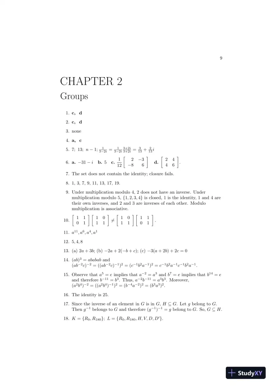 Solution Manual for Contemporary Abstract Algebra, 9th Edition, page 13