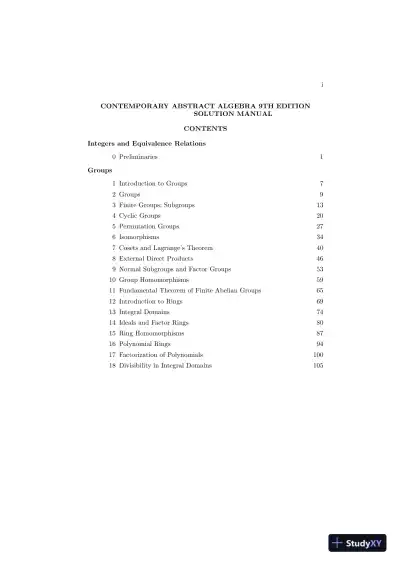 Solution Manual for Contemporary Abstract Algebra, 9th Edition - Page 3 preview image