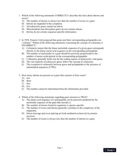 Test Bank For Genetics: A Conceptual Approach, 6th Edition - Page 1 preview image