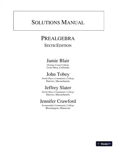 Solution Manual for Prealgebra, 6th Edition - Page 1 preview image