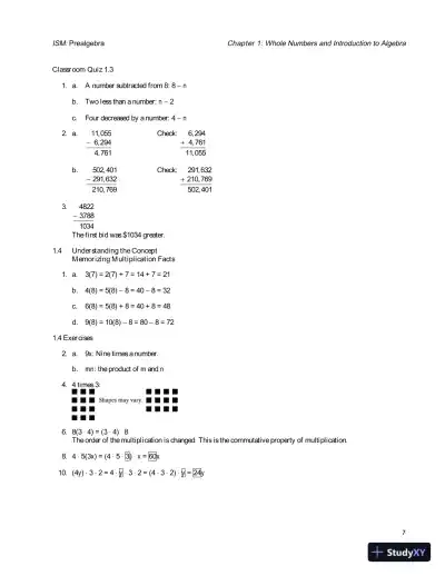 Solution Manual for Prealgebra, 6th Edition - Page 10 preview image
