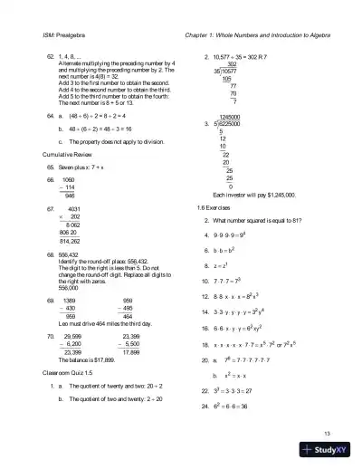 Solution Manual for Prealgebra, 6th Edition - Page 16 preview image