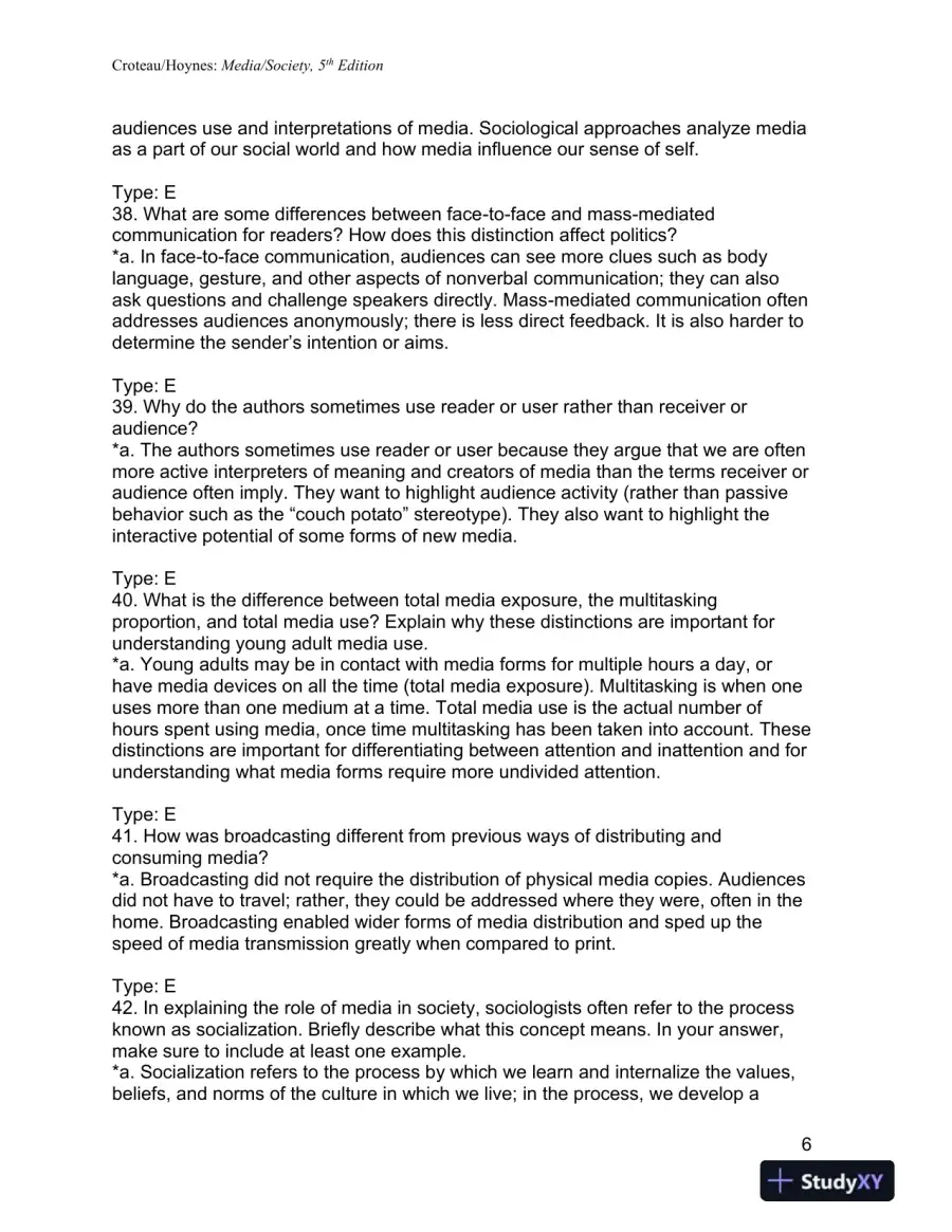Media/Society: Industries, Images, and Audiences Fifth Edition Test Bank, page 7