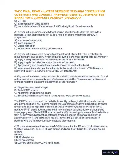 2023-2024 TNCC Final Practice Exam 4 with Answers (1343 Solved Questions) - Page 10 preview image