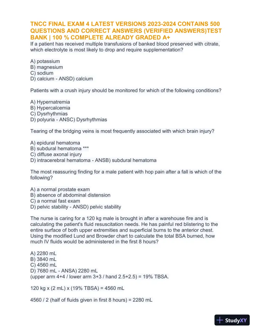 2023-2024 TNCC Final Practice Exam 4 with Answers (1343 Solved Questions), page 15