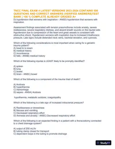 2023-2024 TNCC Final Practice Exam 4 with Answers (1343 Solved Questions) - Page 17 preview image