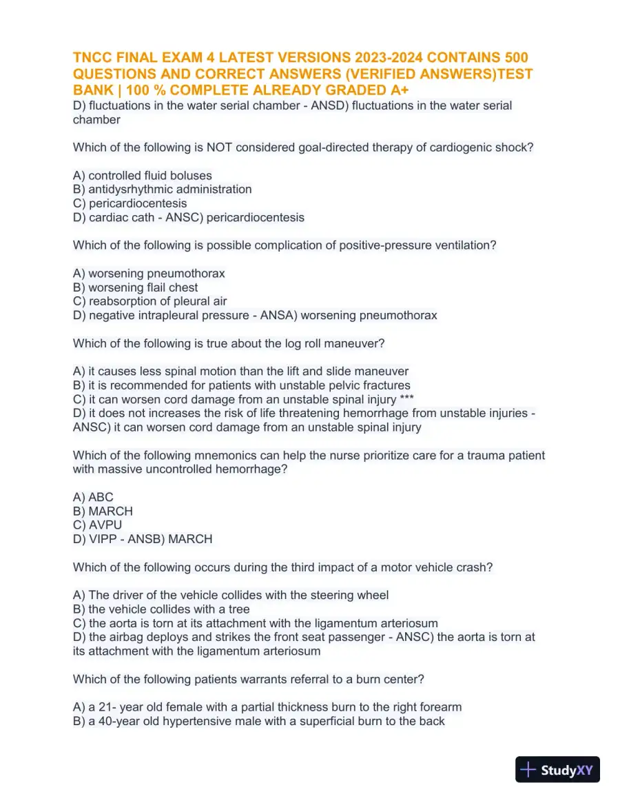 2023-2024 TNCC Final Practice Exam 4 with Answers (1343 Solved Questions), page 18