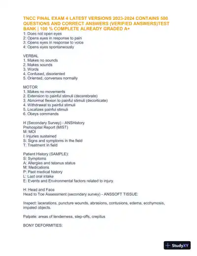 2023-2024 TNCC Final Practice Exam 4 with Answers (1343 Solved Questions) - Page 24 preview image