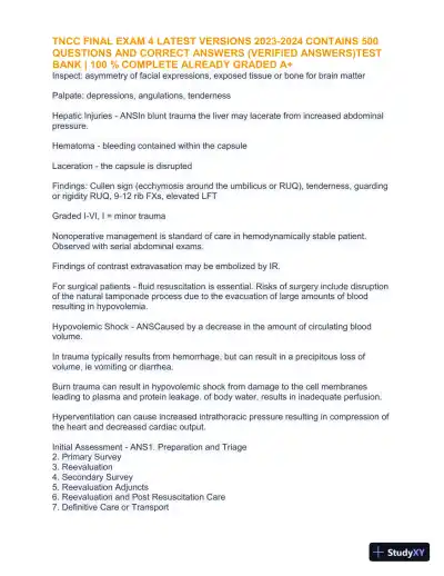 2023-2024 TNCC Final Practice Exam 4 with Answers (1343 Solved Questions) - Page 25 preview image