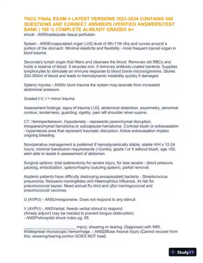 2023-2024 TNCC Final Practice Exam 4 with Answers (1343 Solved Questions) - Page 27 preview image