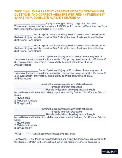 2023-2024 TNCC Final Practice Exam 4 with Answers (1343 Solved Questions) - Page 28 preview image