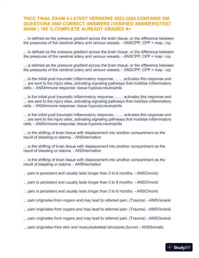 2023-2024 TNCC Final Practice Exam 4 with Answers (1343 Solved Questions) - Page 30 preview image