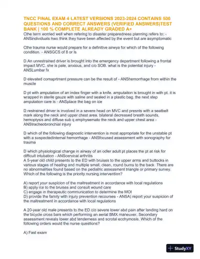 2023-2024 TNCC Final Practice Exam 4 with Answers (1343 Solved Questions) - Page 9 preview image