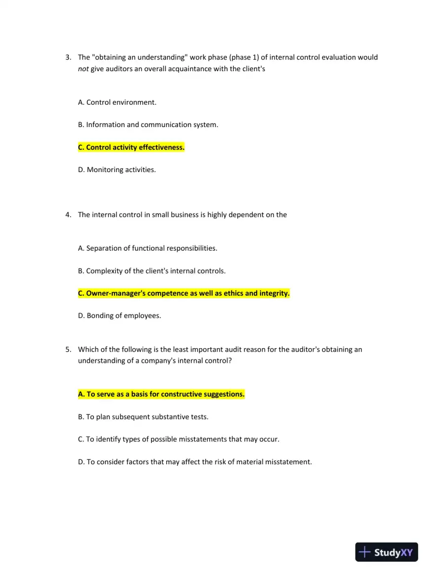 Understanding Internal Control and Audit Processes, page 3