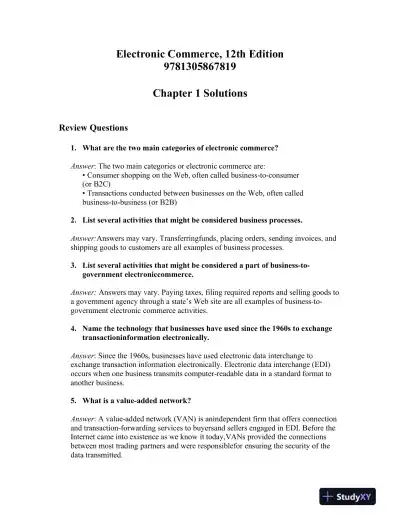 Electronic Commerce, 12th Edition Solution Manual - Page 1 preview image