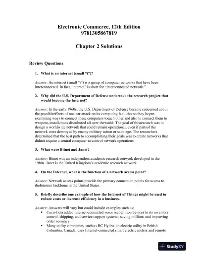 Electronic Commerce, 12th Edition Solution Manual - Page 11 preview image