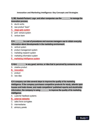 Innovation and Marketing Intelligence: Key Concepts and Strategies - Page 1 preview image