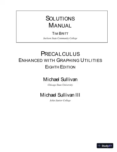 Solution Manual for Precalculus Enhanced with Graphing Utilities, MyLab Math, 8th Edition - Page 1 preview image