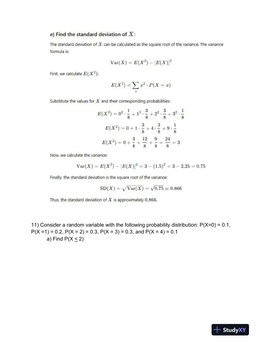 Probability and Statistics Assignment: Analyzing Random Variables and Distributions, page 8