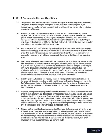 Solution Manual For Principles of Managerial Finance, 8th Edition - Page 1 preview image
