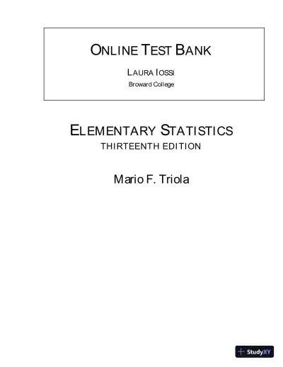 Elementary Statistics, 13th Edition Test Bank - Page 1 preview image