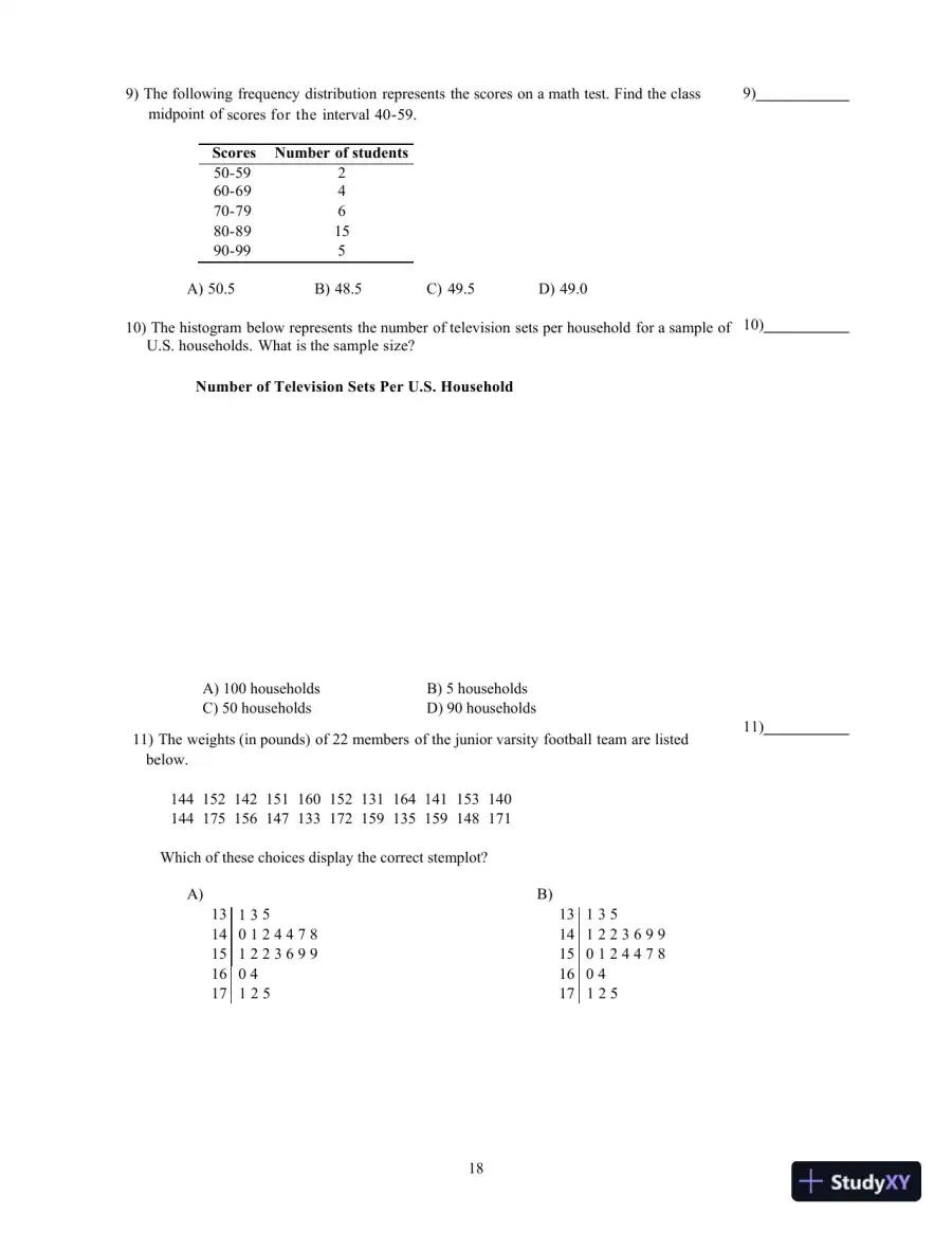 Elementary Statistics, 13th Edition Test Bank, page 22