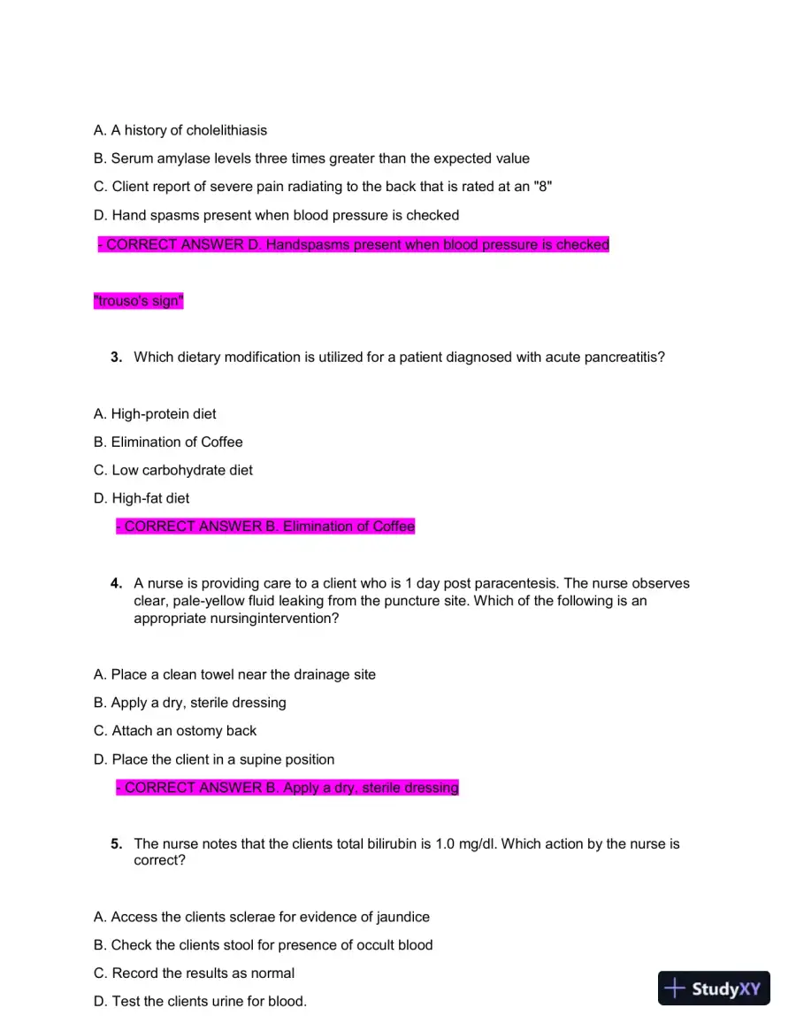 2022 PN Medical Surgical Practice Exam with Answers (45 Solved Questions), page 3
